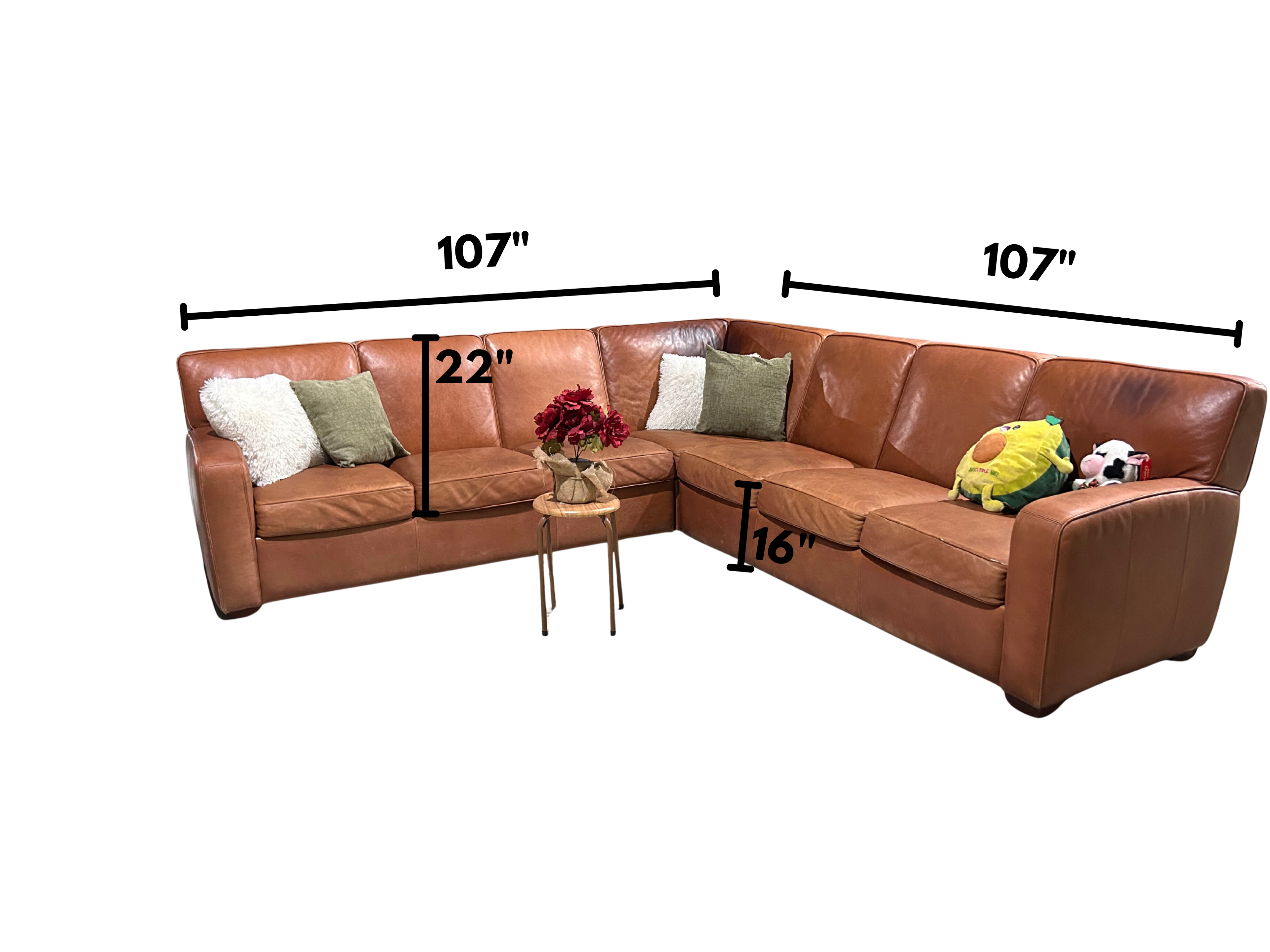 Crate & Barrel 3pc Leather Sectional