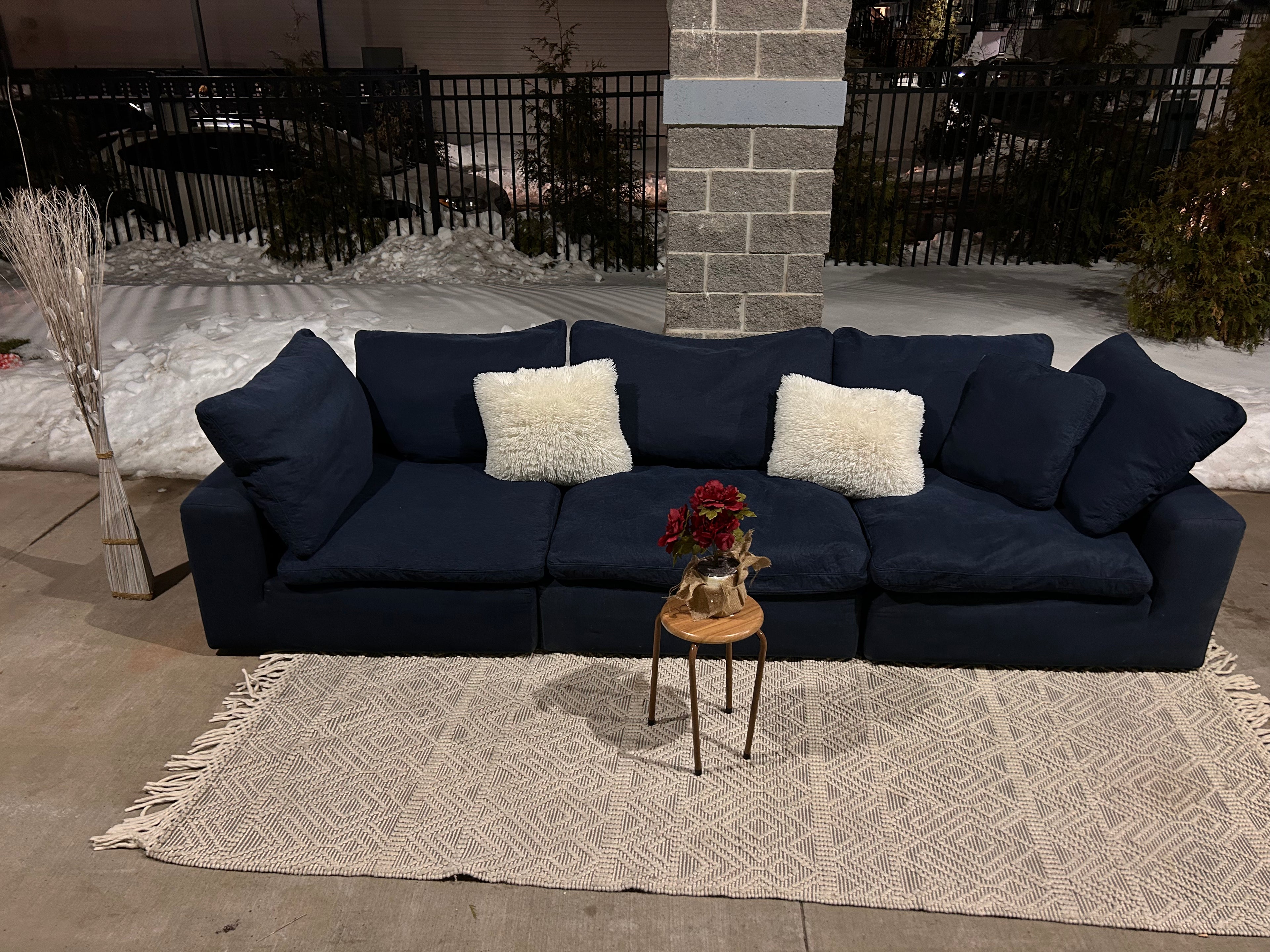 Dream Navy 131'' 3 Piece Modular Sofa with 2 Corners, 1 Armless Chair