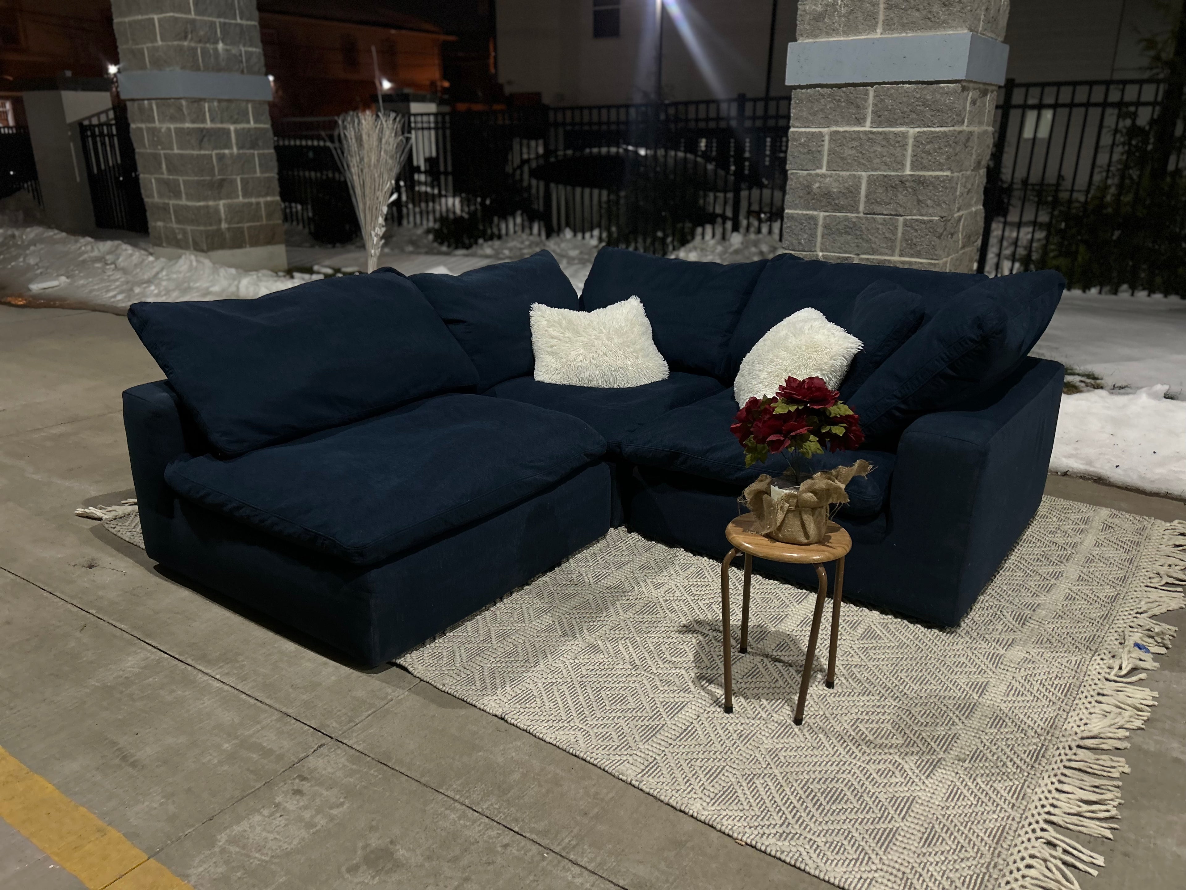 Dream Navy 131'' 3 Piece Modular Sofa with 2 Corners, 1 Armless Chair