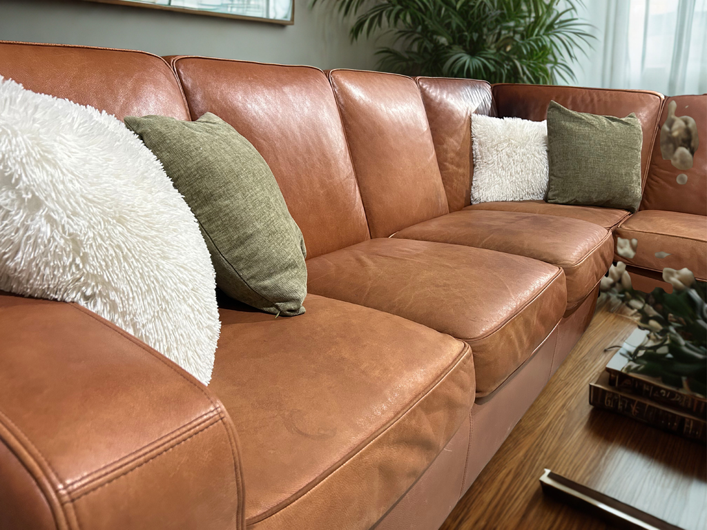 Crate & Barrel 3pc Leather Sectional