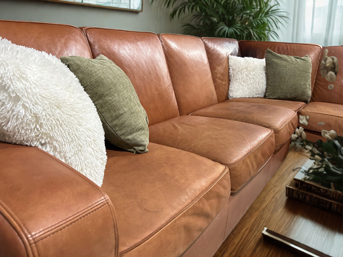 Crate & Barrel 3pc Leather Sectional