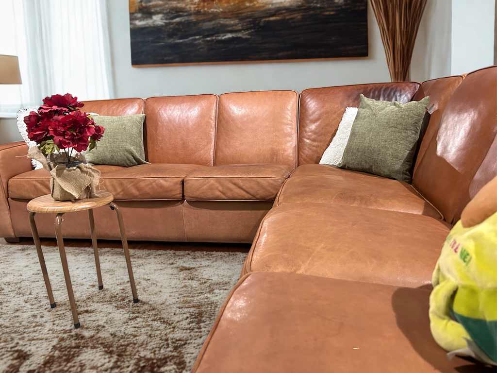 Crate & Barrel 3pc Leather Sectional