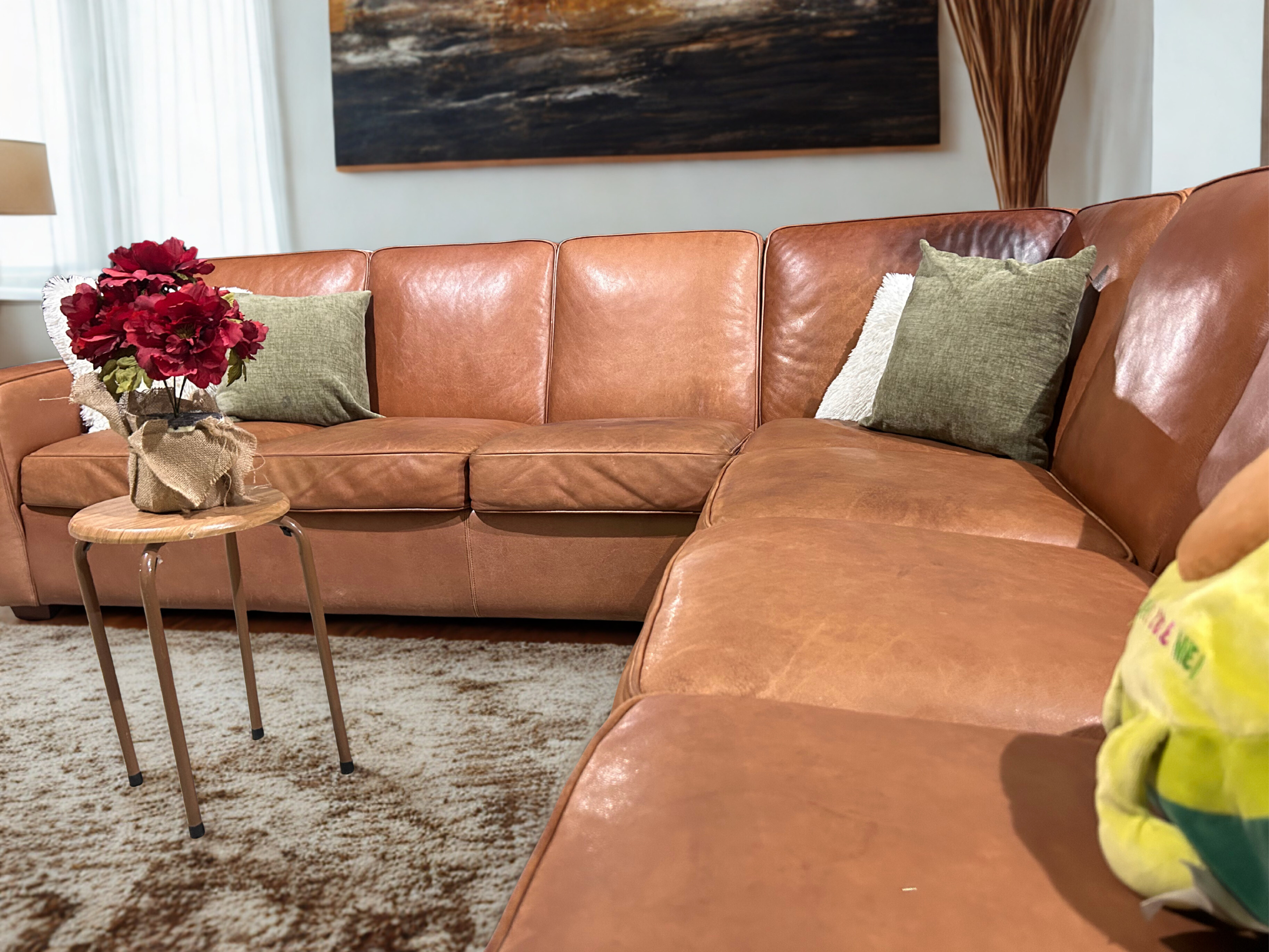 Crate & Barrel 3pc Leather Sectional