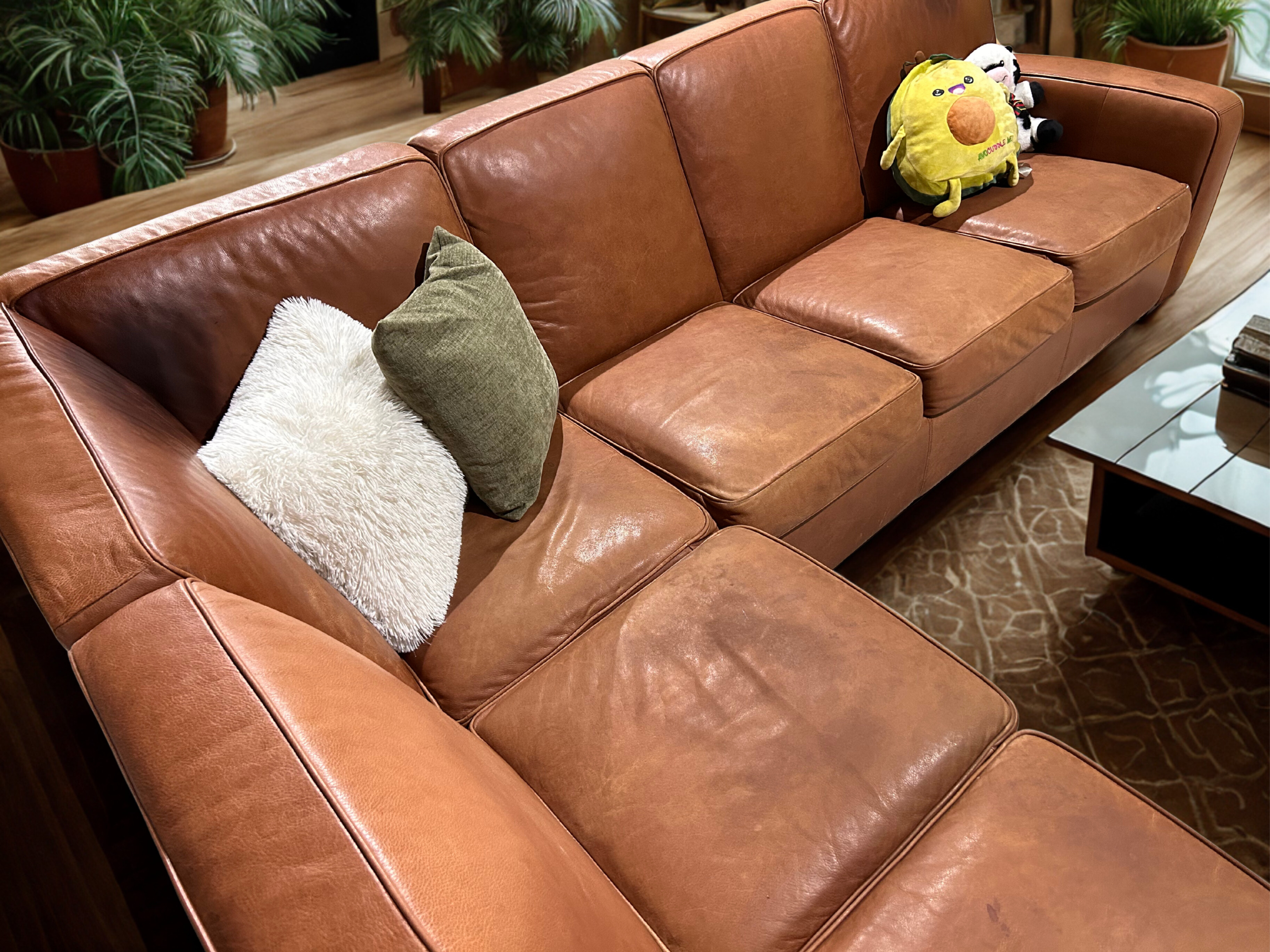 Crate & Barrel 3pc Leather Sectional